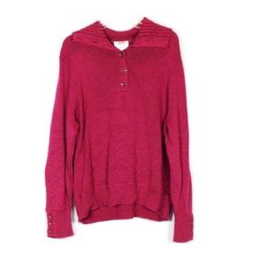 Talbots Pink Women's Knit Pullover Sweater Front Button Closure 2X BIN010